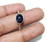 Anillo de Zafiro Azul, Anillo de Plata de Ley 925 Sólida, Anillos de Zafiro Ovalados con Cabujón para Mujer, Regalo