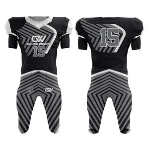 Maillot de football américain personnalisé à col en V, imprimé par sublimation, faible MOQ, 100 % polyester, tenue d'entraînement, sergé personnalisé - Product Image 1