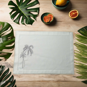Manteles individuales tradicionales bordados con Árbol de coco absolutamente hermoso, diseño de patrón sólido hecho a mano por trabajadores calificados - Product Image 3