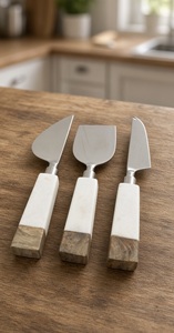 Ensemble de service à fromage finition argentée, couteaux et fourchettes en acier inoxydable pour tables à manger, planches à charcuterie et réceptions - Product Image 2