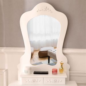 Irregular Single Mirror <b>Makeup</b> <b>Vanity</b> Set with 3 Drawers and Cushioned Stool Beauty Station Dressing up with Style - Product Image 4