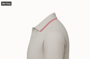 Polo pour homme beige avec bordure rouge, uniforme personnalisé - Product Image 1