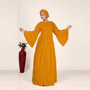 Vestido Largo Kaftan de Rayón para Mujer, Estilo Árabe Islámico de Dubái, con Bordado Chikankari y Schiffli, Manga Acampanada, Tallas Grandes, para Eid - Product Image 2