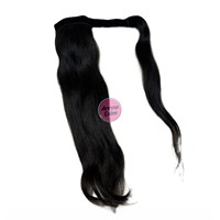 Extensions de cheveux Remy indiens pré-collées, queue de cheval, qualité supérieure, pour femmes, noir naturel, longueur moyenne