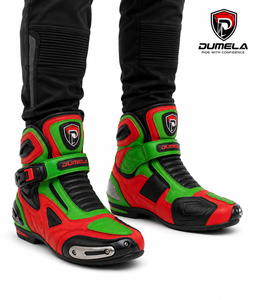 Zapatillas de Ciclismo Dumela Rojas y Verdes, Color Personalizado, Impermeables, Transpirables, de Cuero, para Todas las Estaciones - Product Image 3