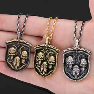 Collar con Colgante de Calavera BOJ 01, Collar con Tres Calaveras, No Vea, No Oiga, No Hable, Precio Bajo - Product Image 5