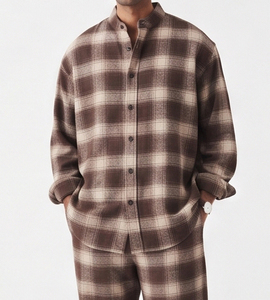 Ensemble de pyjama en flanelle pour homme, tenue de nuit chaude, confortable et décontractée, 100% coton, coupe ample, deux pièces, vêtements de maison, pyjama à carreaux - Product Image 4