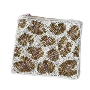 MOM MODE Beaded Coin Pouch in Peach <b>Light</b> Blue <b>Orange</b> with Pink Seed Beads Mom Coin Purse for - Product Image 1