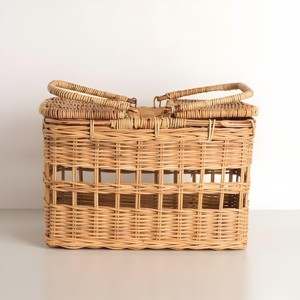 Wicker <b>Hamper</b> Baskets for Outdoor Camping High Quality Hand Woven Natural Rattan Picnic Baskets - Product Image 1