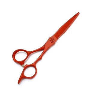 Tijeras de Barbero Profesionales de Acero Inoxidable 440C para Diestros, Punta Afilada, Tamaño Personalizado para Salones de Belleza, Color Rojo, Tijeras de Estilismo - Product Image 1