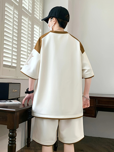 ชุดเสื้อยืดและกางเกงขาสั้นผู้ชายสไตล์ลำลองระบายอากาศได้ดี เสื้อแขนสั้นสำหรับออกกำลังกาย ชุดโอเวอร์ไซส์สำหรับผู้ชาย - Product Image 6