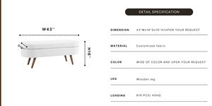 Tabouret de lit minimaliste moderne en tissu doux pour chambre à coucher, hôtel, appartement, hôpital ou salon, usage domestique - Product Image 5