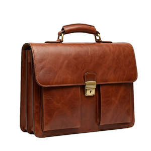 Premium Leather <b>Briefcase</b> Laptop Bag Business Office Work Bag for Men Durable Document Case Wholesale Supplier Custom Logo OEM - Product Image 1