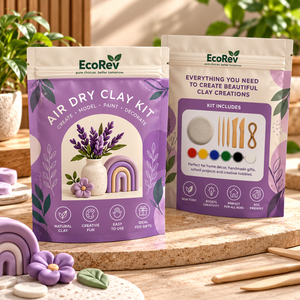 EcoRev Air Dry Clay Kit Natural Non Toxic Resealable Craft Set with Zipper Top for Creative Projects and Gifts - Product Image 1