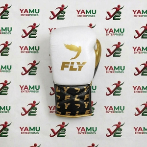 Gants de boxe en cuir premium à lacets, blancs, noirs et dorés, pour entraînement, sparring, boxe, kick-boxing, sac de frappe et exercices en salle de sport - Product Image 5