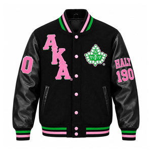 Veste universitaire à prix abordable, noire, rose, verte, avec lettres grecques brodées, manteau décontracté pour homme - Product Image 2
