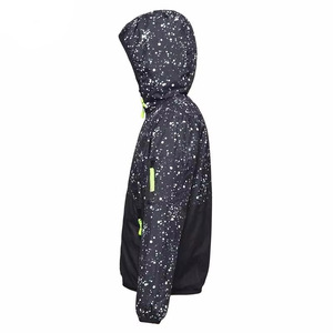 <b>Men</b> Windbreaker & Waterproof Black <b>White</b> Splatter Print Hooded Windbreaker Lime Green Mesh Hood Full Zip Streetwear <b>Jacket</b> - Product Image 5