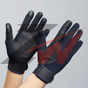 Gants d'équitation en cuir confortables de qualité supérieure pour hommes, design à doigts complets, fermeture à cordon, respirants, unisexes, texturés - Product Image 3