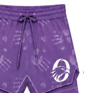 Short de bain violet et blanc léger, séchage rapide, respirant, avec cordon de serrage à la taille, pour l'entraînement, la performance, la natation et le sport - Product Image 3