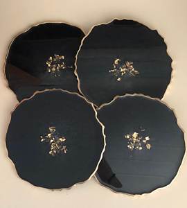 Sous-verres en résine époxy faits à la main, imperméables, motif marbre, décoration d'intérieur, technique de moulage, artisanat du Paradis, Uttar Pradesh - Product Image 4