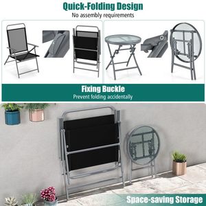 Ensemble de 3 chaises pliantes en métal pour l'extérieur, meubles de patio, durables et portables - Product Image 4