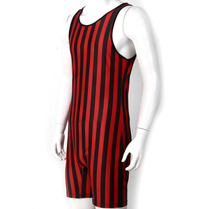 Traje de Artes Marciales de Una Pieza para Hombre, Rojo y Negro a Rayas, Ajustado, de Spandex, Talla Adulto, Uniforme Elástico para Artes Marciales Mixtas - Product Image 1