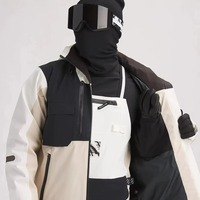 Combinaison de ski unisexe avec veste à capuche et pantalon taille haute - Imperméable, coupe-vent, respirant, doublure polaire, couleur unie, taille plus