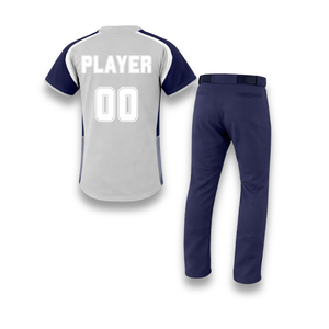 Custom OEM <b>Baseball</b> Jersey Set Men's Short Sleeve Gray Navy Moisture Wicking Button Front Uniform Apparel Adult Regular Fit - Product Image 2