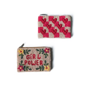 Porte-monnaie élégant en perles de rocaille brodées pour femmes, fait main, avec fermeture éclair. - Product Image 5