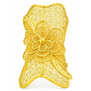 Wholesale Dubai Style Arabic <b>Bridal</b> Kada Jewelry 14K18K24K Gold Plated Wide Kada Intricate Floral Openwork Forming Kada Bracelet - Product Image 2