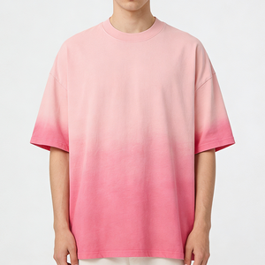 Camiseta de algodón unisex de manga corta, estilo vintage, desgastada, con degradado, extragrande, para hombre - Product Image 1
