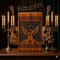 Urne funéraire en bois, boîte à souvenirs, urne à cendres en acrylique, décoration commémorative Guitare Volante pour les amateurs de musique