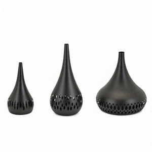 High Quality Iron Art Craft Home Decoration <b>Tabletop</b> Vase Black Metal Flower Vase Different Style and Sizes - Product Image 1