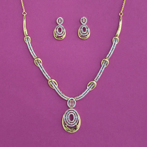 Compre un collar clásico de latón hecho a mano con circonitas, cadena de cuerda y chapado en dos tonos, calidad de exportación, para aniversario 443984 - Product Image 3