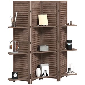 Walnut Wood Privacy Screen 4-Panel Bedroom Partition Board Natural & Stylish Room Divider - Product Image 5