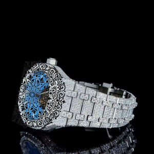 Montre à quartz unisexe de luxe, cadran bleu serti de diamants, affichage analogique, boîtier de 46 mm, fermoir à boucle, mouvement Citizen vintage - Product Image 3