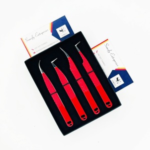 Juego de Pinzas para Pestañas Somofy Enterprises, Acero Inoxidable, Precisión, Antiestáticas, Duraderas, Punta Suave, Mango Rojo, Empaquetado en Caja - Product Image 2