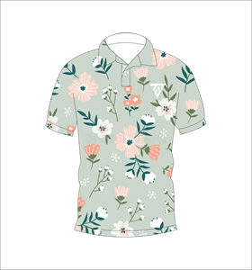 Polo pour homme à imprimé floral vert sauge, décontracté, à manches courtes, pour l'été, chemise de golf tendance - Product Image 1