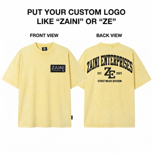 ZAINI Men Acid Wash T-Shirt 230gsm Premium Heavyweight Cotton Terry Fabric Vintage Peach Color Oversized Fit Eco-Friendly - Product Image 1
