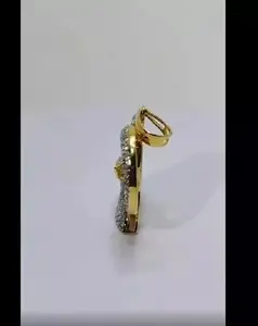 Pendentif en argent sterling plaqué or jaune 14 carats pour femme, avec moissanite ronde de 2 carats, signe du zodiaque Bélier - Product Image 4