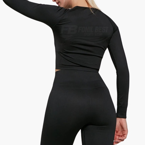 เสื้อกล้ามออกกำลังกายผู้หญิงแบบสั่งทำขายส่ง น้ำหนักเบา ทรงปกติ ยืดหยุ่น ชายเสื้อผ่า คอกลม ไซส์ใหญ่ ไร้ตะเข็บ ชุด 2 ชิ้น - Product Image 6