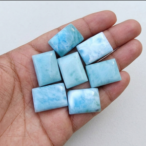 Fábrica Global de Piedras Preciosas B2B, Cabujón Rectangular de Larimar de 6x8 mm, Piedra Azul Dominicana Natural para la Fabricación de Colgantes y Pendientes - Product Image 1