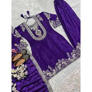 Hermoso conjunto de traje bordado para mujer para fiestas y ocasiones especiales - Product Image 5