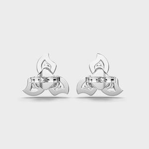 Boucles d'oreilles clous en diamant de laboratoire Swirl, argent sterling 925 massif, rhodiées, certifiées IGI, design trois pierres, cadeau d'anniversaire ou de fête - Product Image 4
