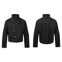 Blouson en jean pour homme, coupe cintrée 3D, design irrégulier multi-formes, style universitaire, respirant, coupe-vent, vintage