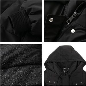 Chaqueta Larga Acolchada para Mujer, Negra, con Capucha, Manga Larga, Abrigo Cálido de Invierno con Bolsillos de Parche, Cierre de Botones, Fibra de Poliéster Gruesa - Product Image 2