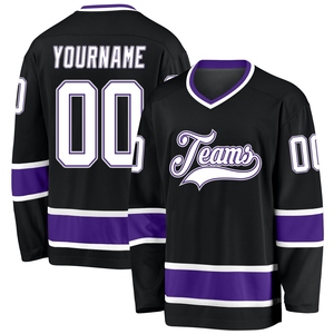 Maillot de hockey sur glace personnalisé de qualité supérieure, couleur or vieilli et violet-noir, vente en gros, le plus vendu, directement de l'industrie - Product Image 3