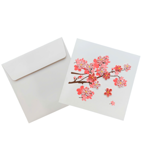 Tarjeta de quilling de papel rosa con diseño de flor de cerezo Sakura, tarjeta hecha a mano con sobre, tarjeta de felicitación especial para regalos - Product Image 4