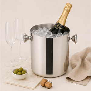 Cubo de hielo de acero inoxidable al por mayor con pinzas, enfriador de champán y vino de doble pared aislado con asa de perilla - Product Image 6