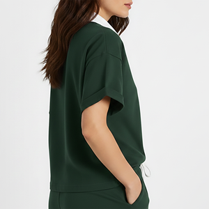Camiseta Polo Oxford de Algodón Verde para Mujer, Tendencia 2026, Manga Corta, Casual, Transpirable, con Logotipo Estampado en la Parte Delantera, en Venta en Línea - Product Image 3